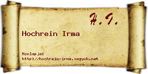 Hochrein Irma névjegykártya